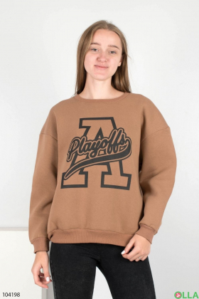 Women's brown sweatshirt with an inscription