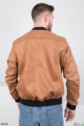 Чоловіча коричнева куртка-ветровка з екозамші