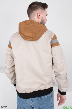 Мужская бежево-коричневая куртка-ветровка