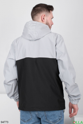 Men's black and gray windbreaker jacket