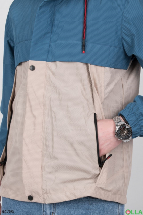 Men's blue-beige windbreaker jacket
