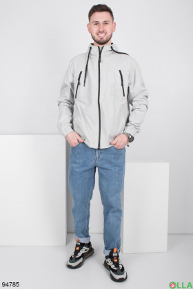 Men's light gray windbreaker jacket