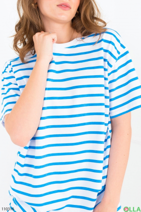 Женский бело-голубой комплект из футболки и шорт
