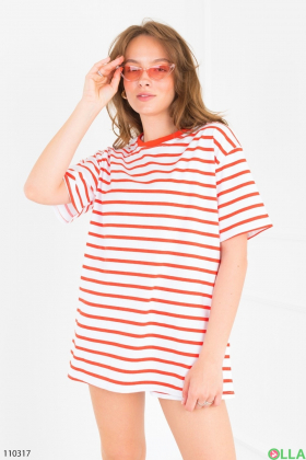 Женский оранжево-белый комплект из футболки и шорт