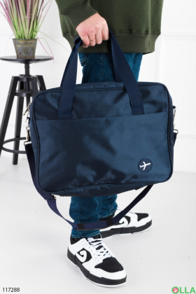 Темно-синяя сумка из текстиля для ноутбука