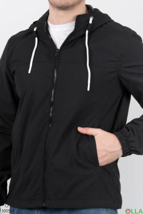 Men's black jacket with a hood