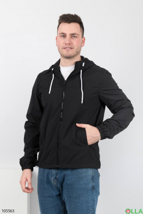 Men's black jacket with a hood