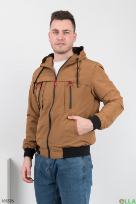 Мужская коричневая куртка с капюшоном