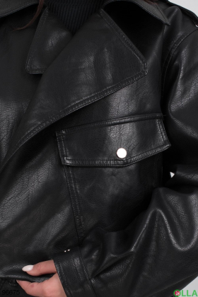 Женская черная куртка из эко-кожи