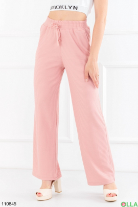 Женские розовые брюки-палаццо