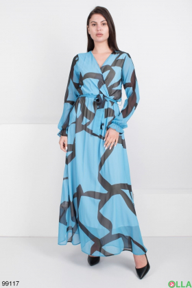 Women's blue-black print dress