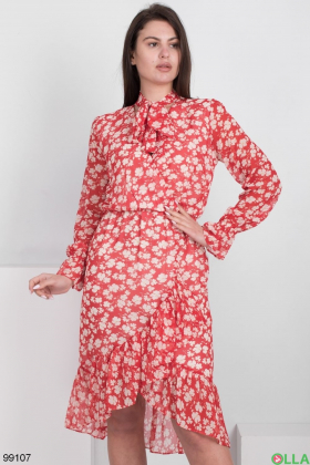 Women's red dress in floral print
