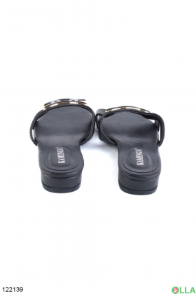 Women's black eco-leather slippers