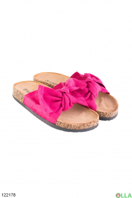 Women's raspberry eco-suede slippers