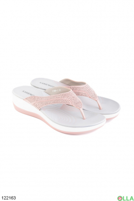 Women's pink eco-leather slippers