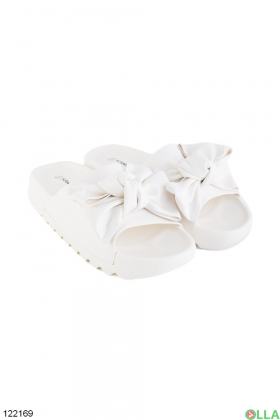 Women's white eco-suede slippers
