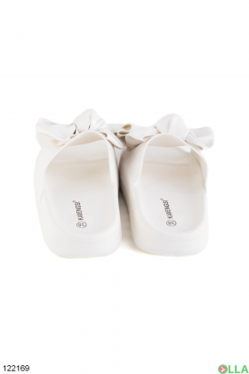 Women's white eco-suede slippers