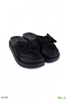 Women's black eco-suede slippers