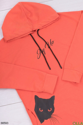 Women's orange printed hoodie