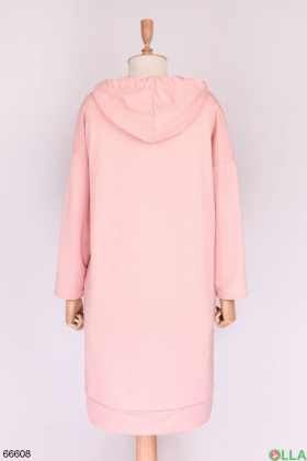 Женское розовое худи-платье с надписью