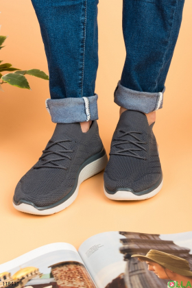 Men's dark gray textile sneakers