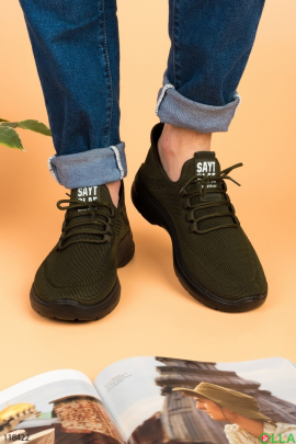 Men's khaki textile sneakers