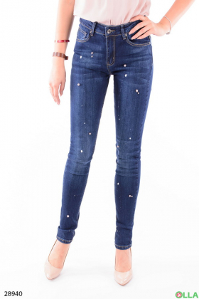 Жіночі джинси з намистинами