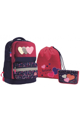 Набор школьный Yes S-30 Juno XS_Collection Heart beat 3 предмета Фиолетовый / Розовый