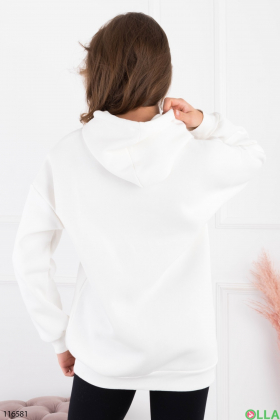 Women's white fleece hoodie
