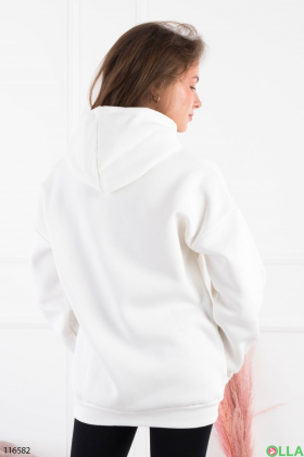 Women's white fleece hoodie