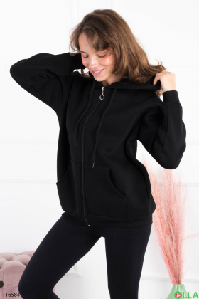 Women's black padded zip hoodie