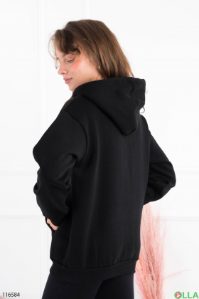 Women's black padded zip hoodie