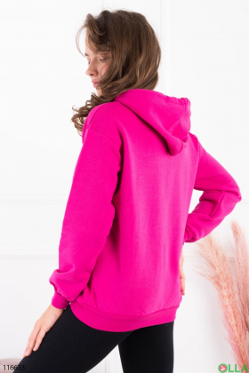 Women's raspberry padded zip-up hoodie