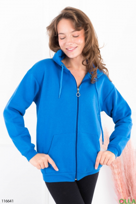 Women's blue padded zip hoodie