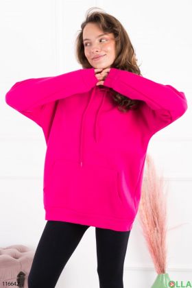 Women's oversized raspberry fleece hoodie