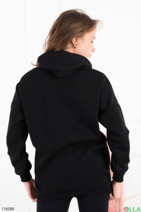Women's black oversized fleece hoodie