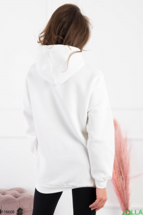 Women's white oversized fleece hoodie