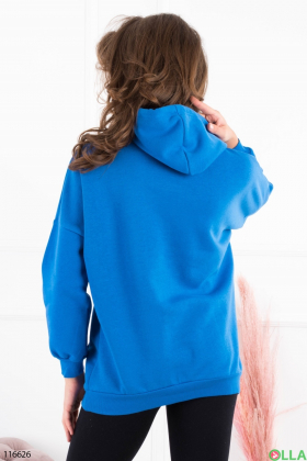 Women's blue oversized fleece hoodie