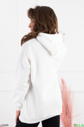 Women's white oversized fleece hoodie