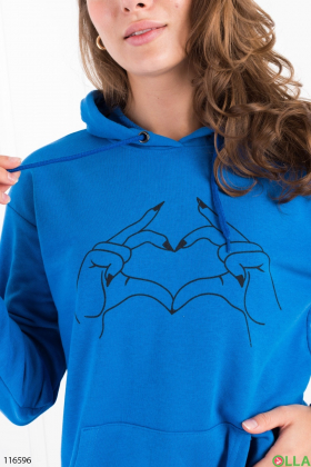 Women's blue printed hoodie