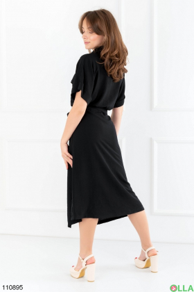 Women's black dress with buttons