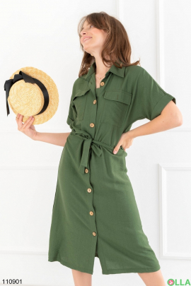 Women's khaki button-down dress