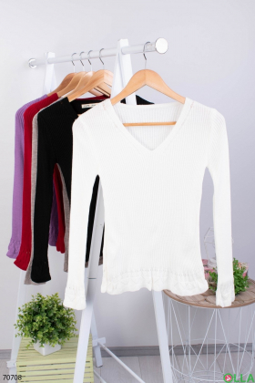 Women's white knitted sweater