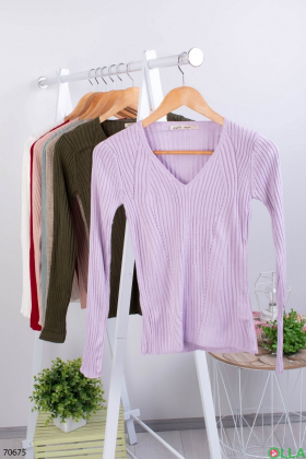Женский лиловый трикотажный свитер