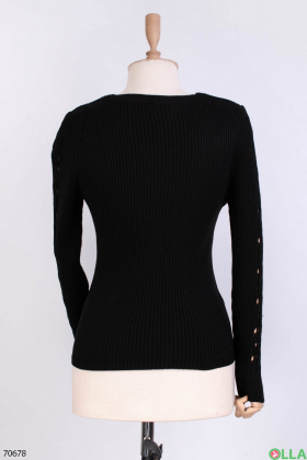 Женский черный трикотажный свитер