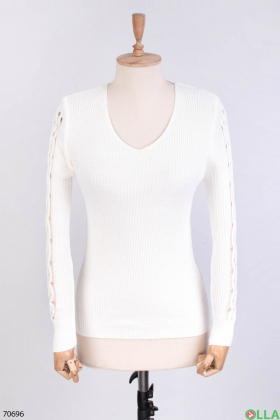 Жіночий білий трикотажний светр