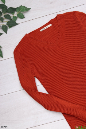 Жіночий червоний трикотажний светр