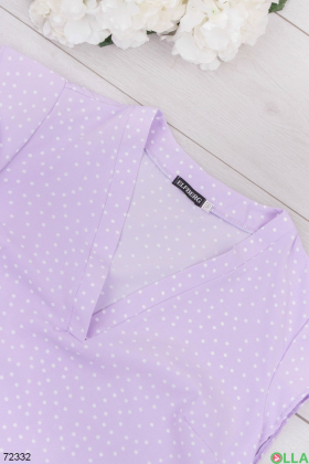 Женская лиловая блузка в горох