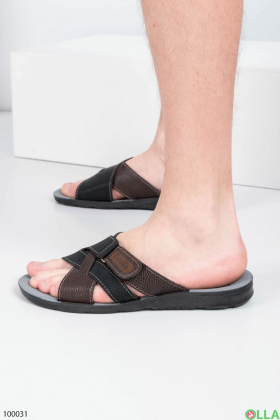 Men's black-brown flip-flops