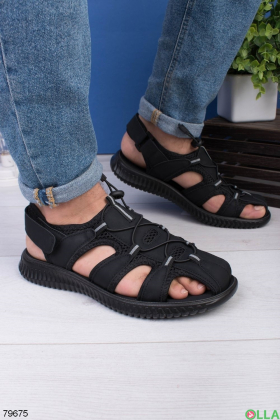 Men's black Velcro sandals